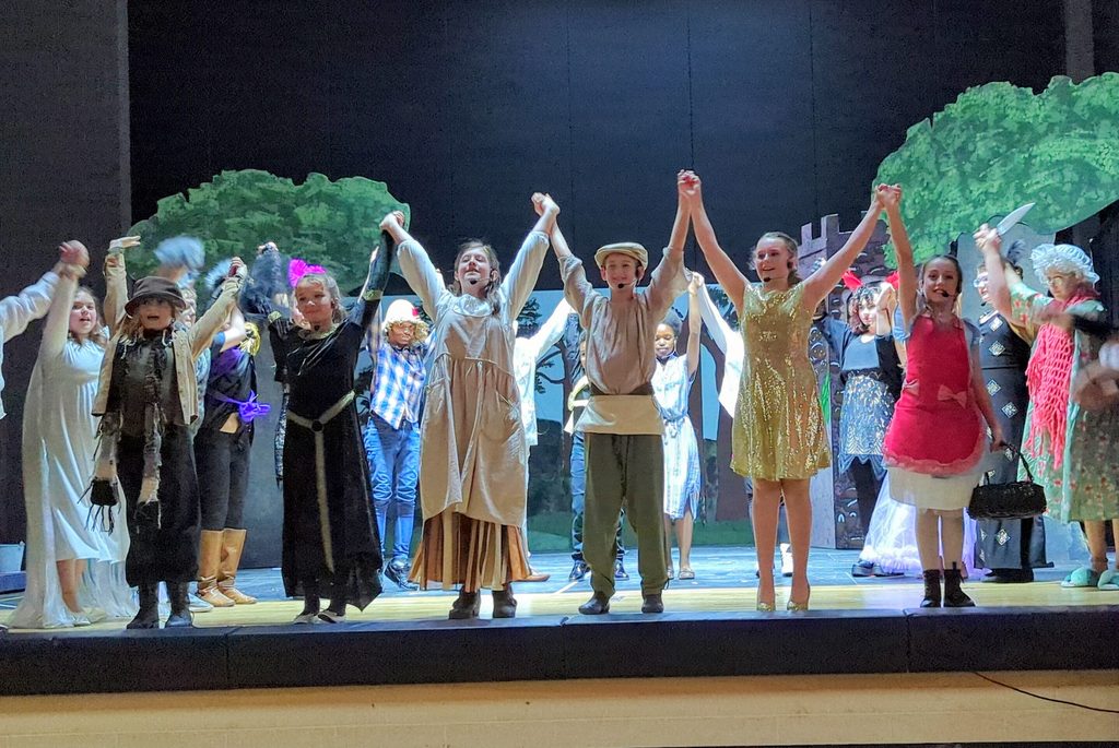 Vanessa's Into the Woods production's curtain call, with all the fairy tale characters